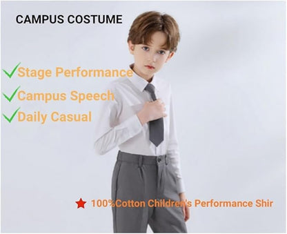 DANUOKU Boys Dress Shirts Tuxedo Shirt Long-Sleeve Button Down Shirt