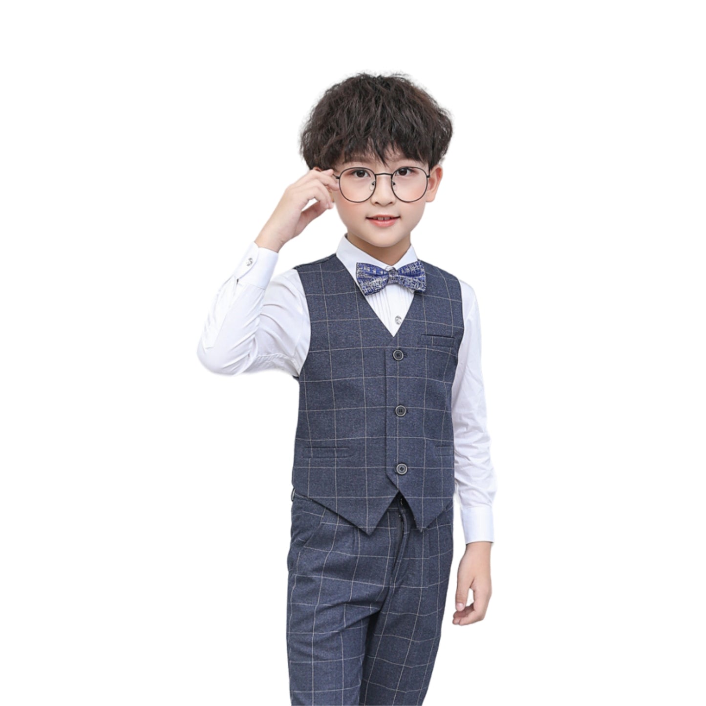 Boys' Suits 4PCs Vests Pants Shirts Bowtie Sets Child Tuxedos Outfits Suitable for Boys Aged 4-10 Years