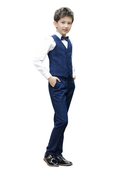 Boys' Suits 4PCs Vests Pants Shirts Bowtie Sets Child Tuxedos Outfits Suitable for Boys Aged 4-10 Years