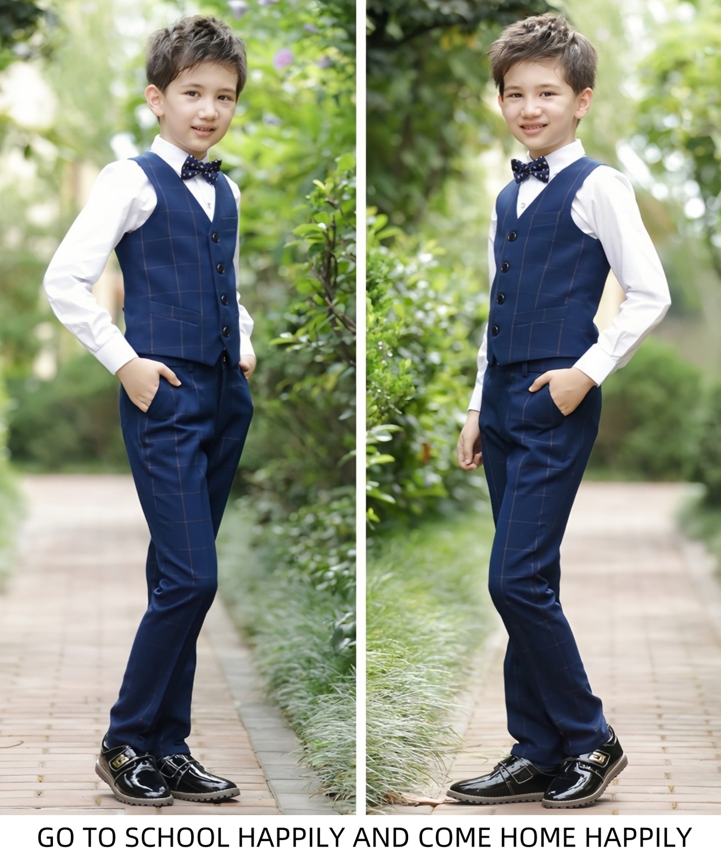 Boys' Suits 4PCs Vests Pants Shirts Bowtie Sets Child Tuxedos Outfits Suitable for Boys Aged 4-10 Years