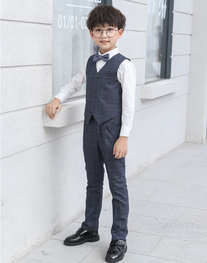 Boys' Suits 4PCs Vests Pants Shirts Bowtie Sets Child Tuxedos Outfits Suitable for Boys Aged 4-10 Years