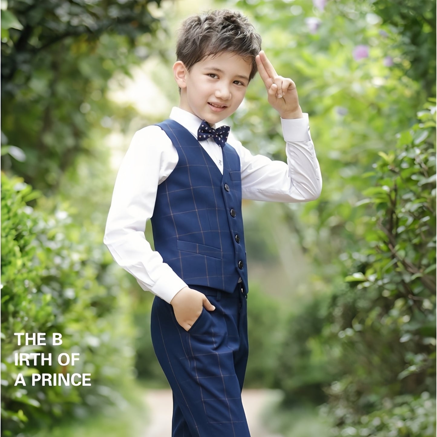 Boys' Suits 4PCs Vests Pants Shirts Bowtie Sets Child Tuxedos Outfits Suitable for Boys Aged 4-10 Years