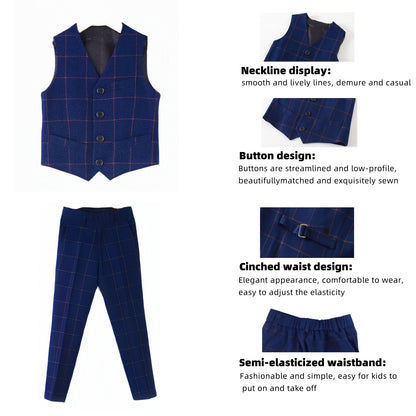 Boys' Suits 4PCs Vests Pants Shirts Bowtie Sets Child Tuxedos Outfits Suitable for Boys Aged 4-10 Years